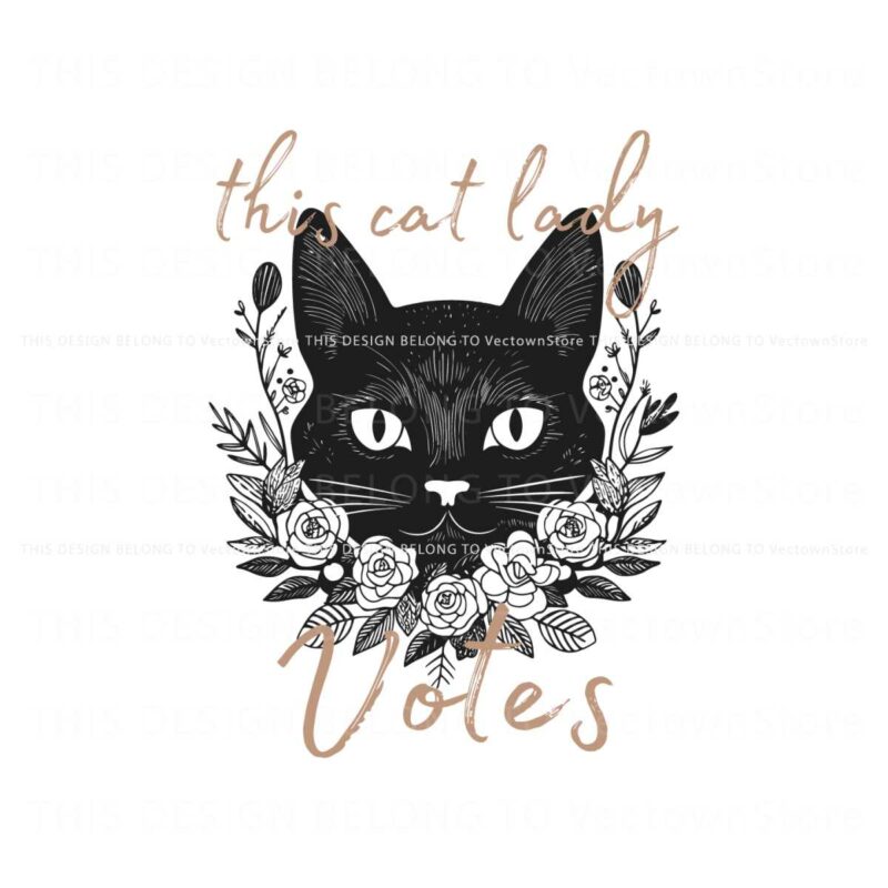 this-cat-lady-votes-floral-black-cat-svg