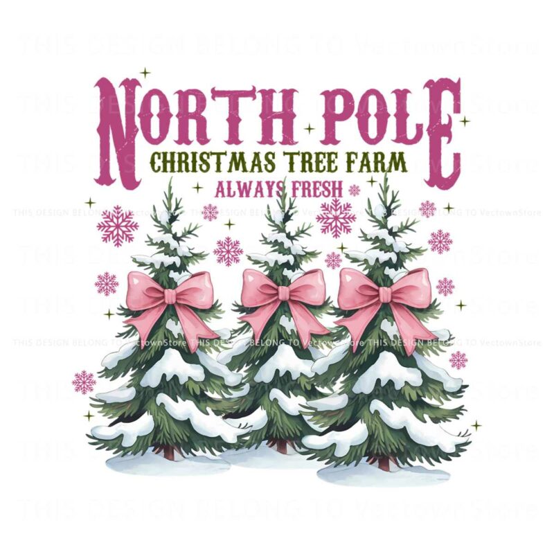 retro-christmas-tree-pink-coquette-bow-north-pole-png