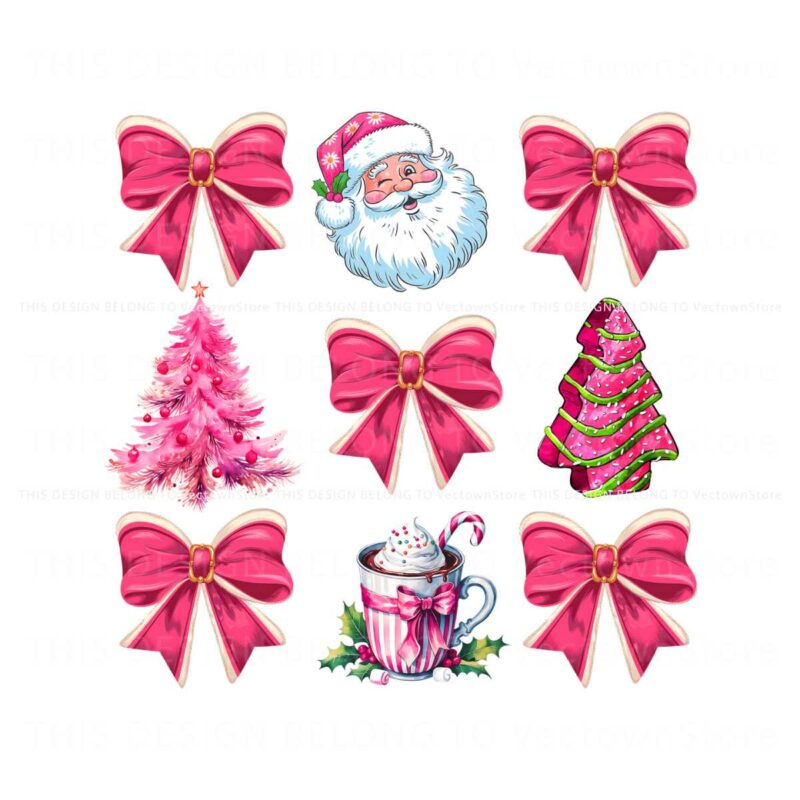 pink-coquette-christmas-santa-claus-tree-cake-hot-cocoa-png