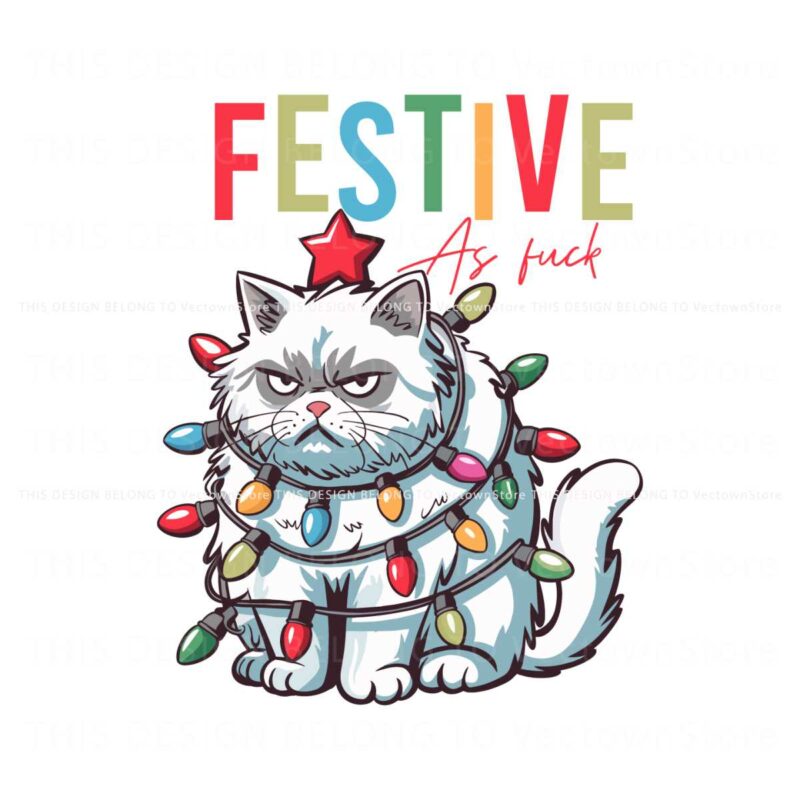 feline-festive-as-fuck-funny-christmas-cat-cute-cat-mom-christmas-tree-svg