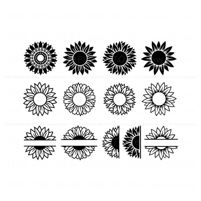 sunflower-black-and-white-svg-bundle