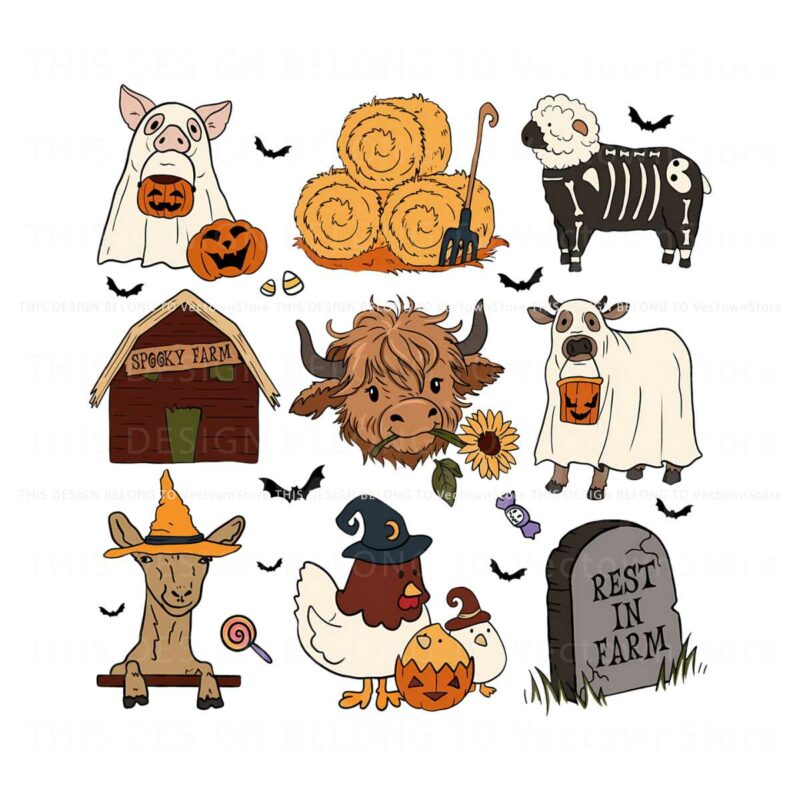 highland-cow-halloween-spooky-farm-svg