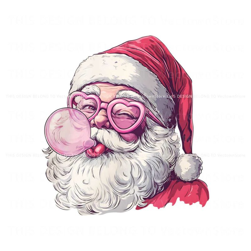 retro-santa-christmas-blowing-bubble-png