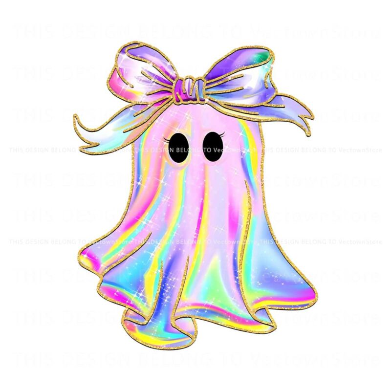 glitter-iridescent-ghost-pumpkin-coquette-bow-png