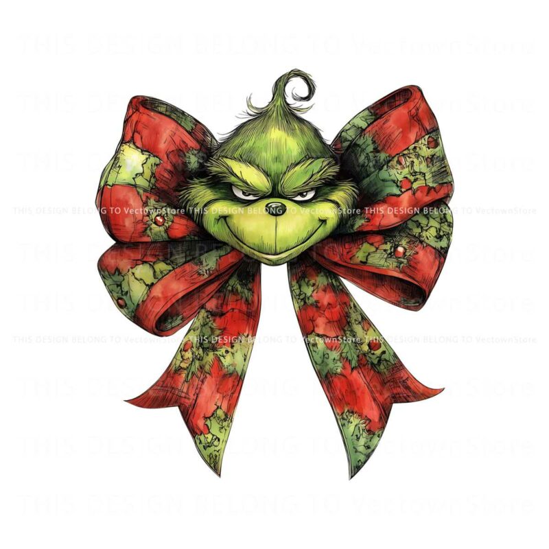 retro-christmas-coquette-grinch-head-bow-png