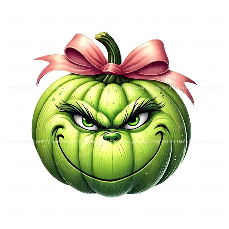 pink-bow-grinch-face-pumpkin-png