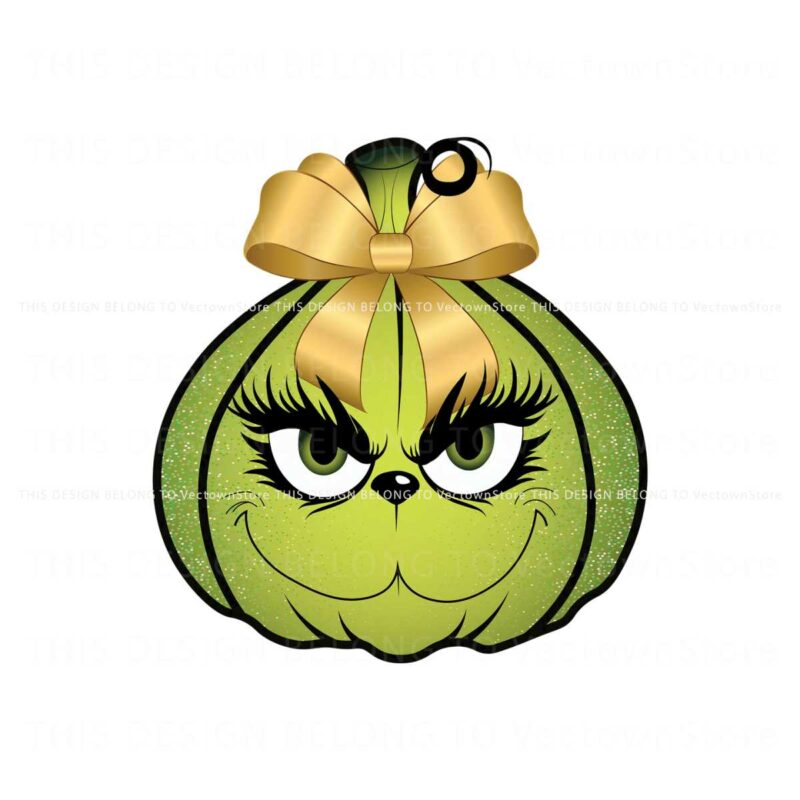 glitter-grinch-pumpkin-coquette-bow-png