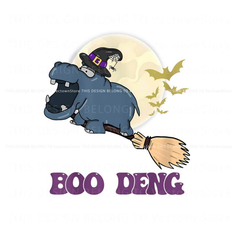 funny-hippo-ride-witch-broomstick-hippopotamus-halloween-moo-deng-png