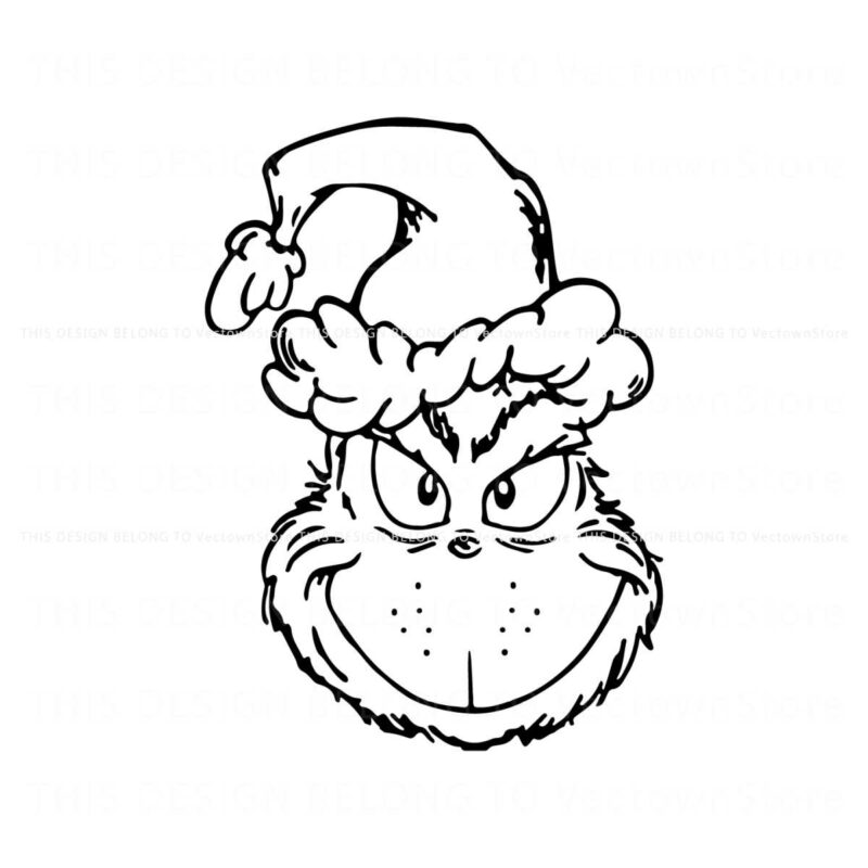 christmas-grinch-head-santa-hat-outline-svg