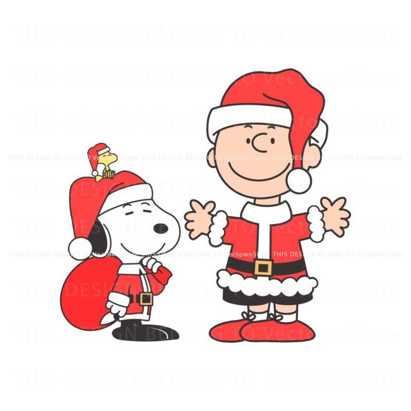 christmas-peanuts-charlie-brown-snoopy-and-woodstock-santa-hat-svg