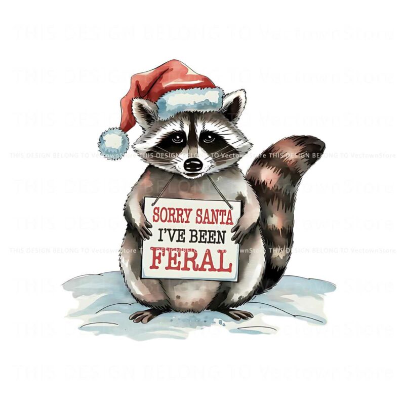 sorry-santa-ive-been-feral-christmas-funny-raccoon-mugshot-santa-hat-png