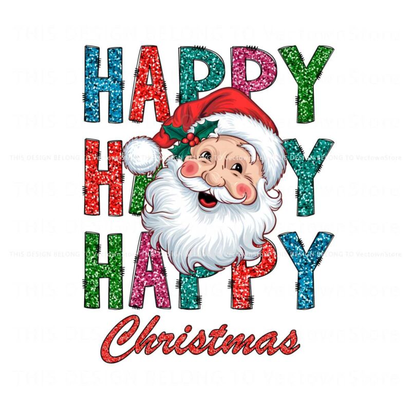 glitter-happy-christmas-santa-claus-png-sublimation-design