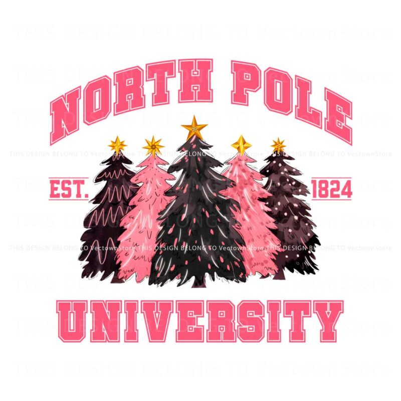 retro-vintage-pink-christmas-tree-north-pole-university-png