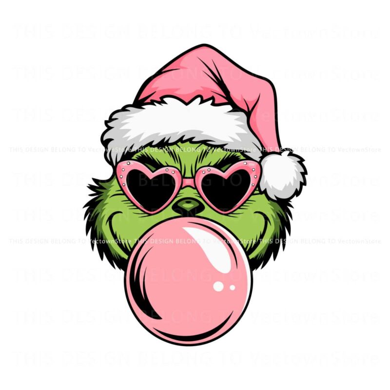 pink-christmas-grinch-blowing-bubble-heart-sunglasses-svg