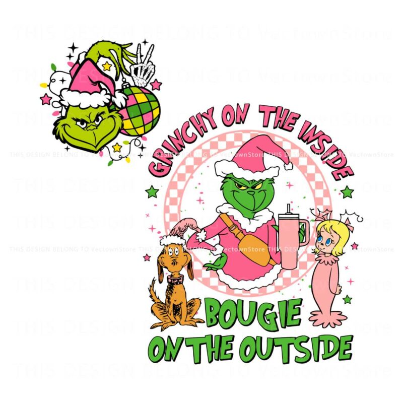 retro-christmas-grinchy-on-the-inside-bougie-on-the-outside-svg