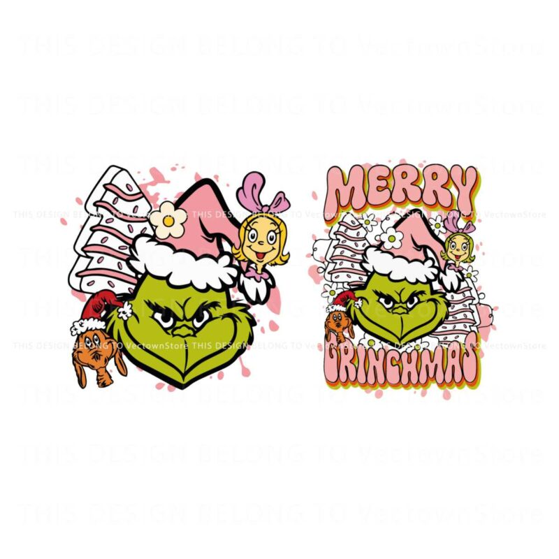 retro-pink-christmas-merry-grinchmas-tree-cake-svg