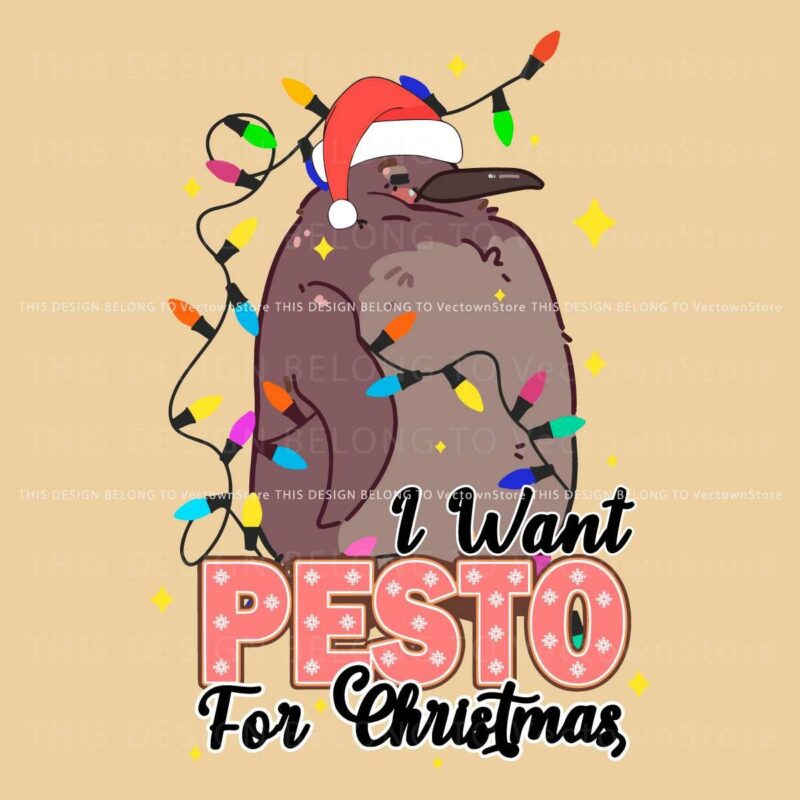 Festive Christmas Penguin Santa Hat with Pesto Light SVG