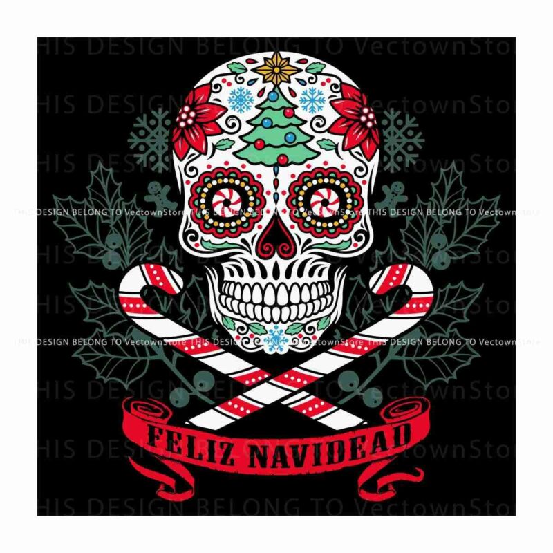 Joyful Christmas Sugar Skull SVG