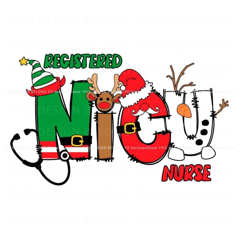 NICU Nurse Elf Santa Hat SVG Design