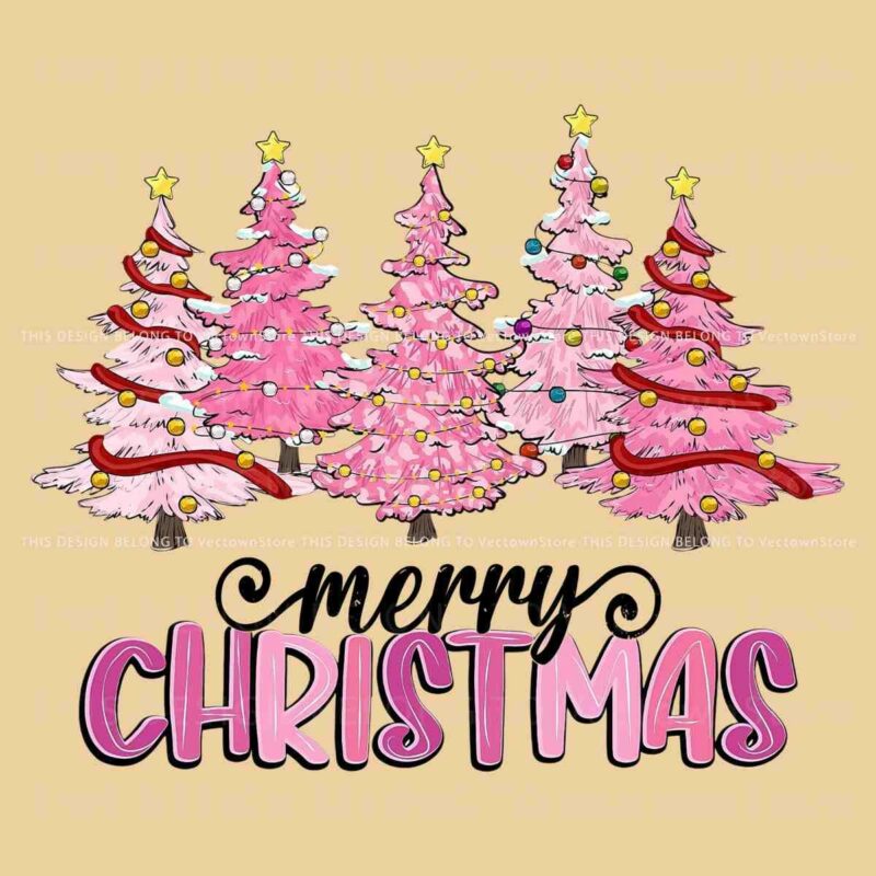 Pink Christmas Tree SVG for Merry Christmas