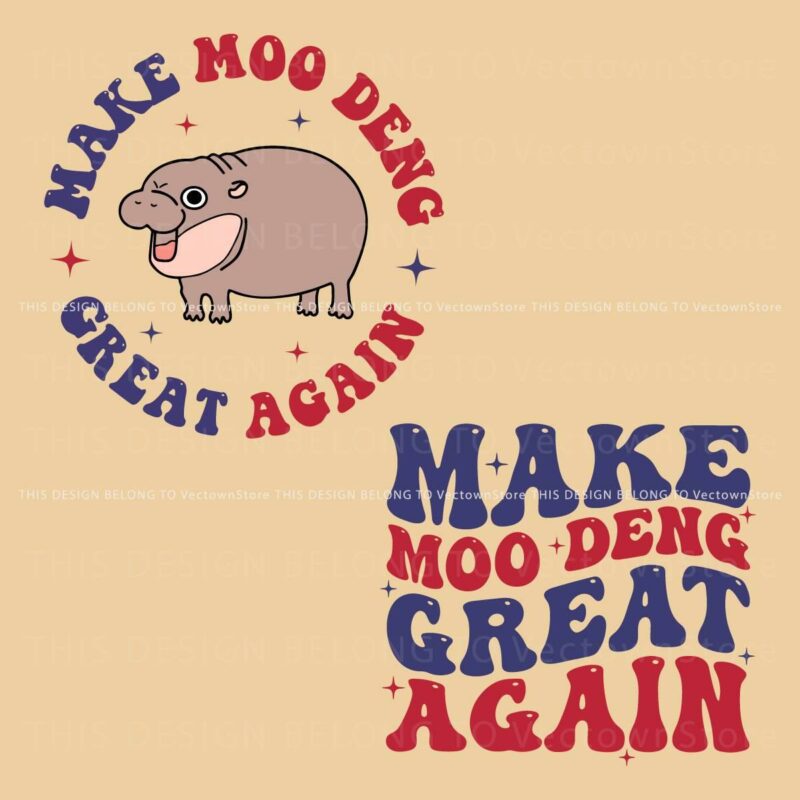 Retro Groovy Make Moo Deng Great Again SVG