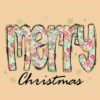 Sparkling Christmas PNG with Retro Vintage Floral Design