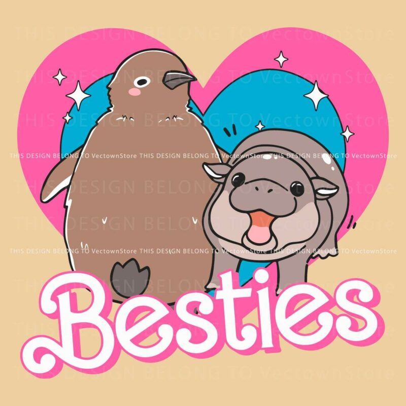 Vintage BFFs Moo Deng Pesto Friendship SVG