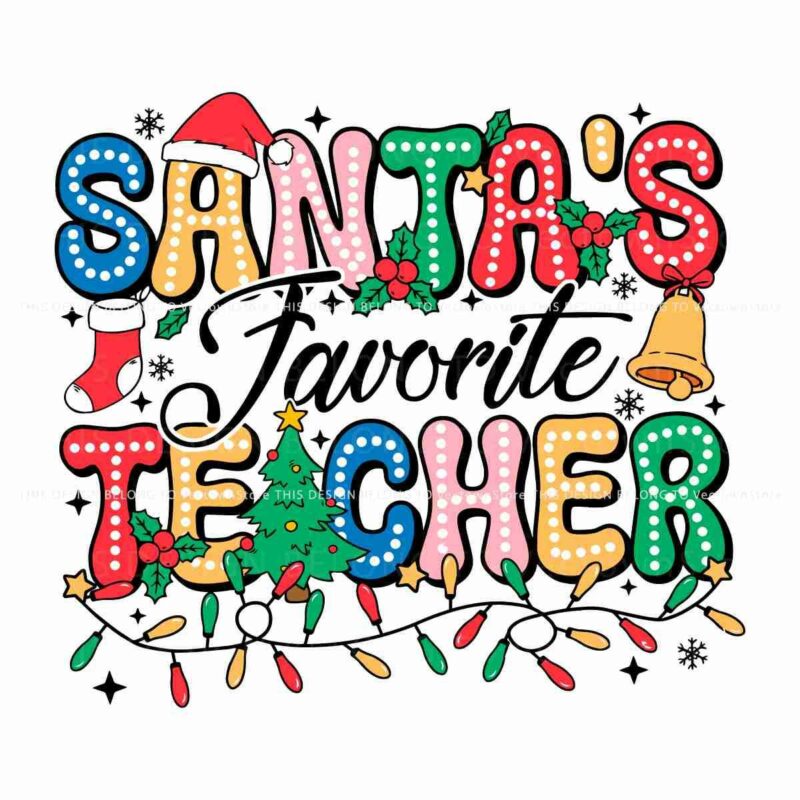 Vintage Cool Santas Top Teacher Holiday Light SVG