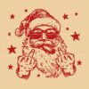 Vintage Santa Flipping the Bird Santa Smoking PNG