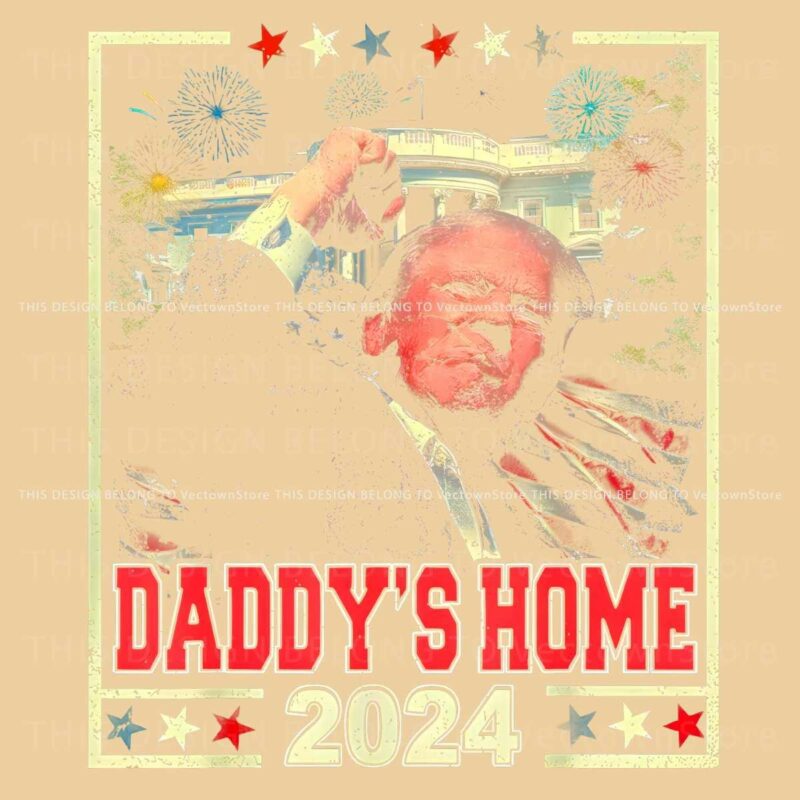 2024 Trump American Flag Retro Vintage Daddys Home PNG