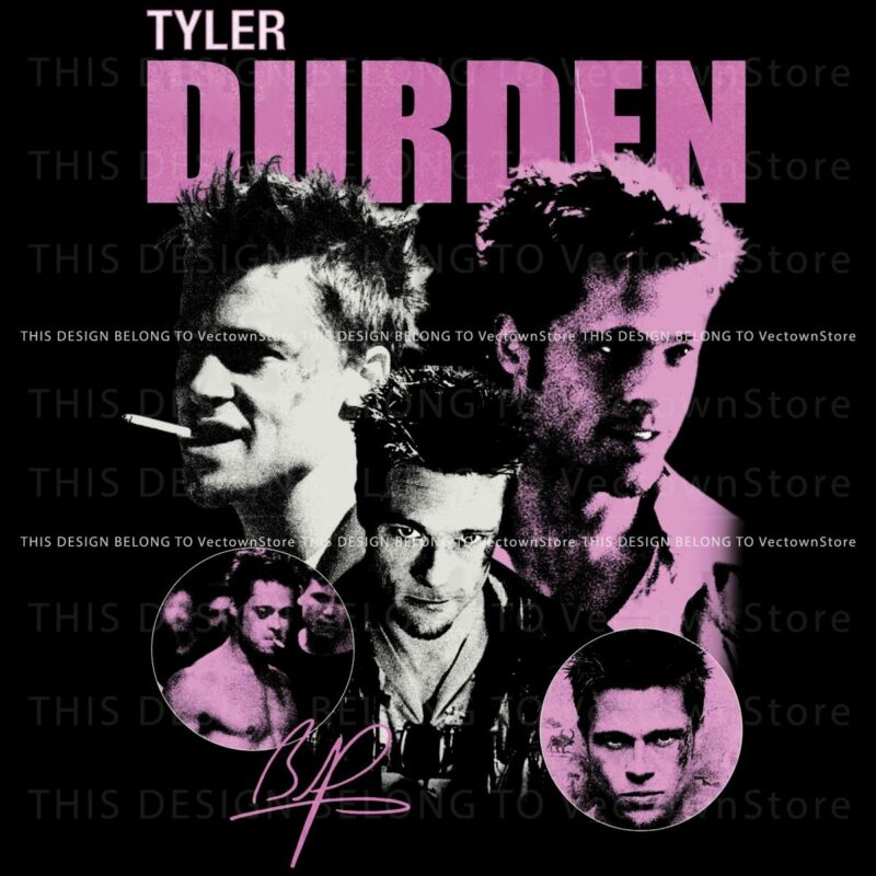 Classic Brad Pitt Fight Club Tyler Durden Signature PNG