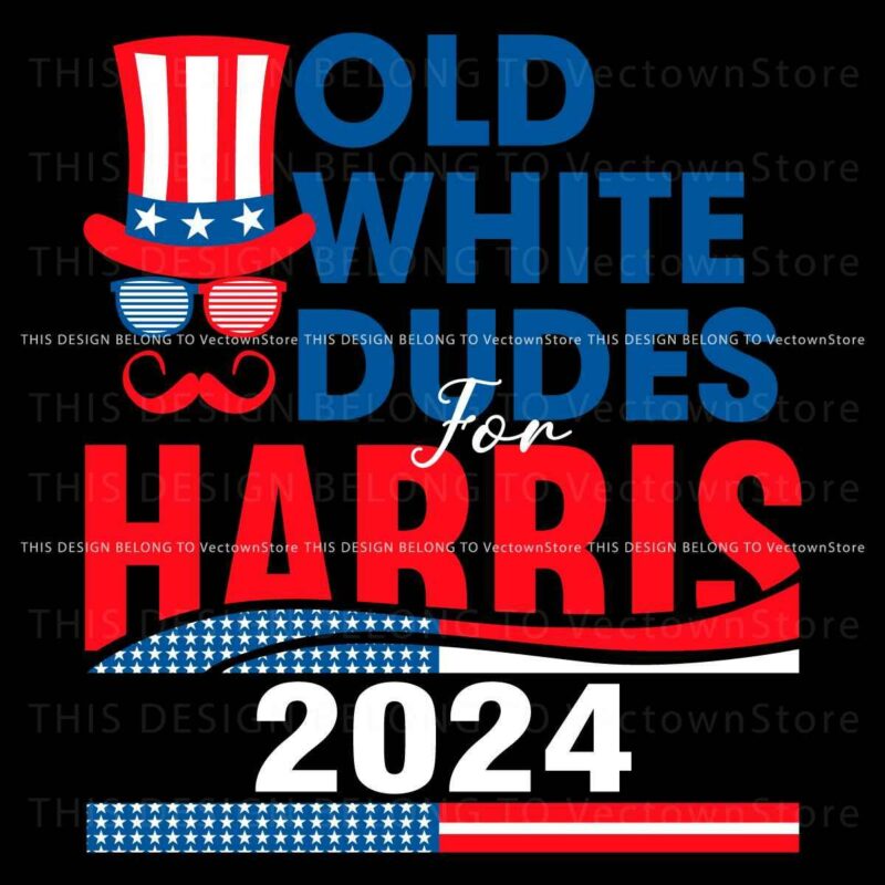 Classic White Men Support Harris 2024 USA Flag SVG