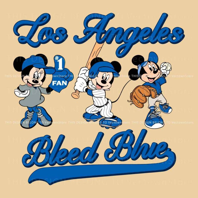 Los Angeles Baseball SVG Mickey and Minnie in Blue