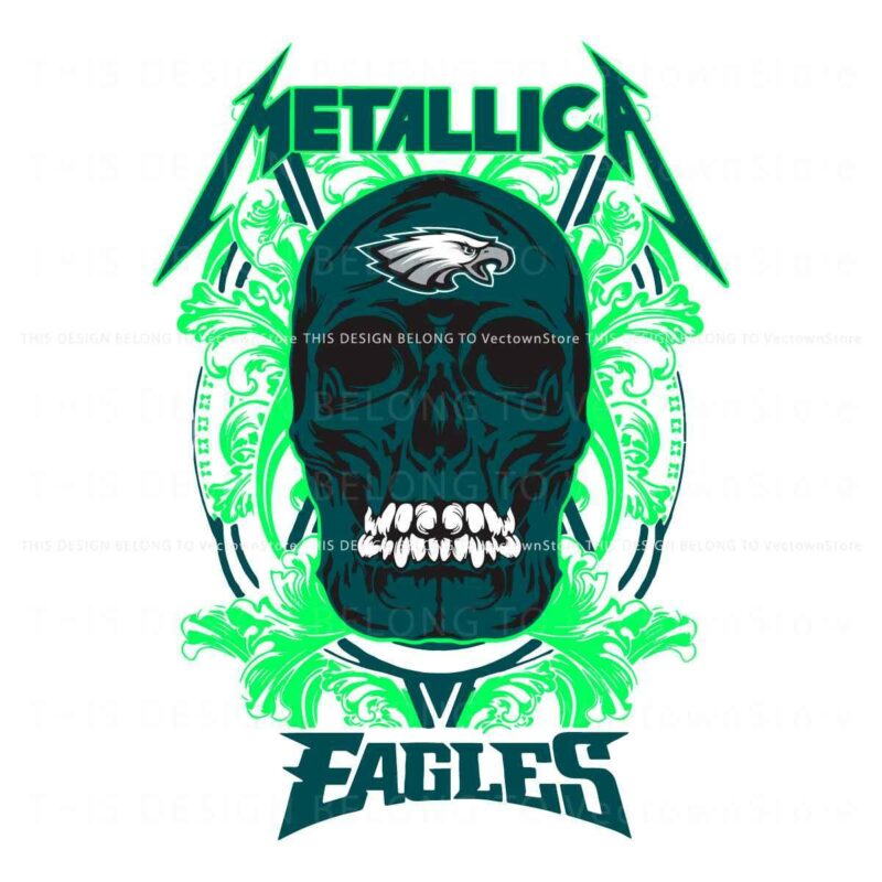 Metallica Skull Eagles Football Logo SVG