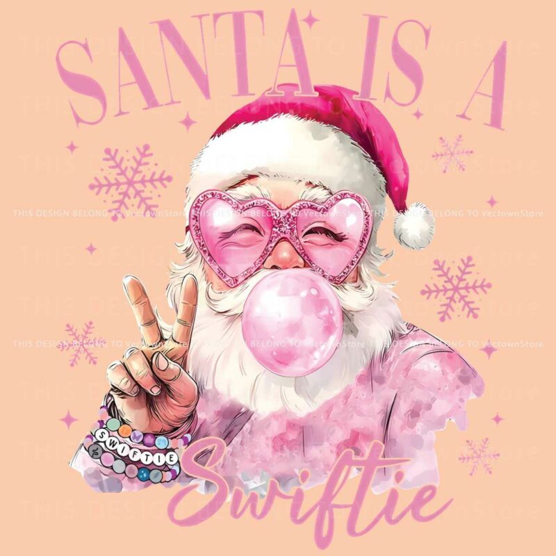 Pink Christmas Santa PNG for Swifties Holiday Cheer