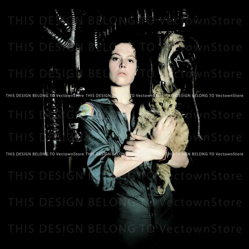 Retro Aliens 1986 Ellen Ripley and Her Cat PNG