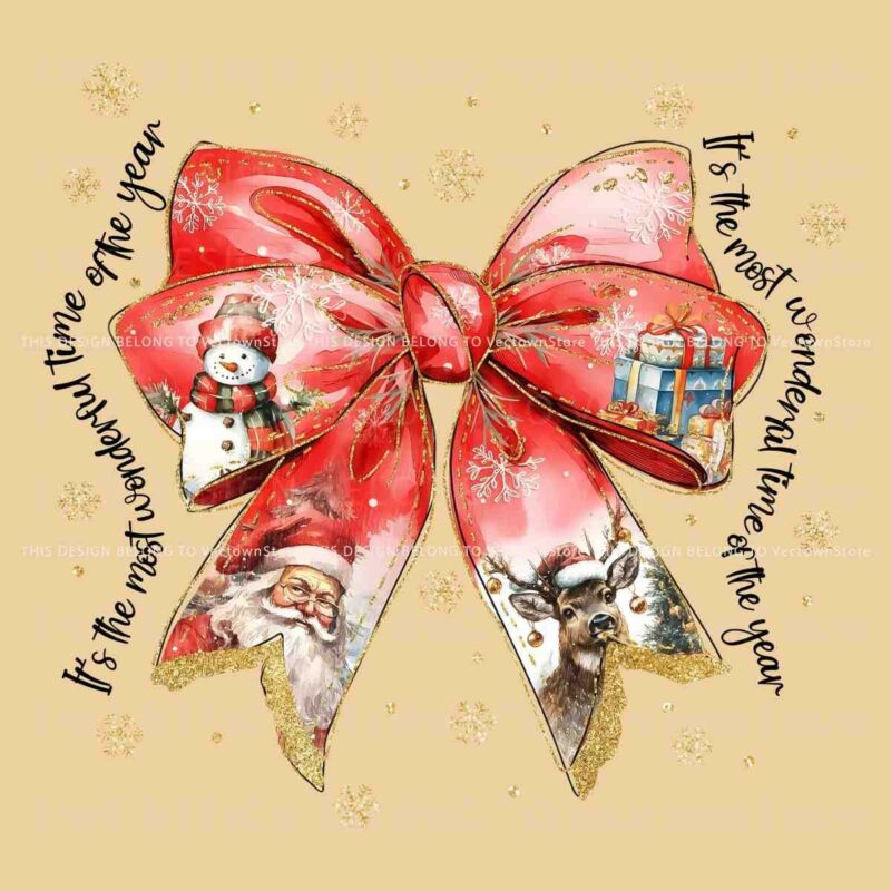 Sparkling Santa Christmas Coquette Bow SVG