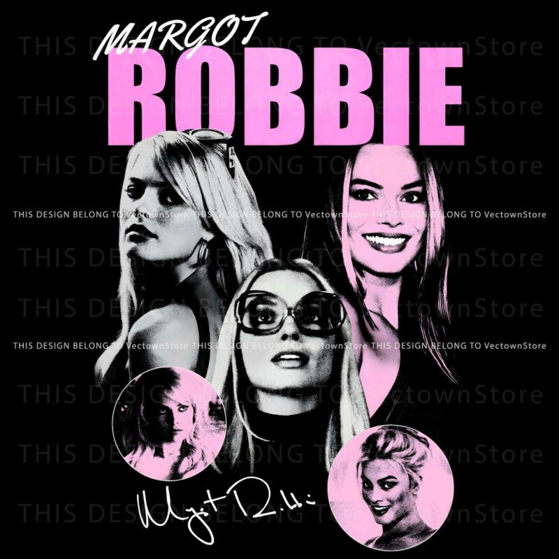 Vintage Margot Robbie Barbie Actor Signature PNG