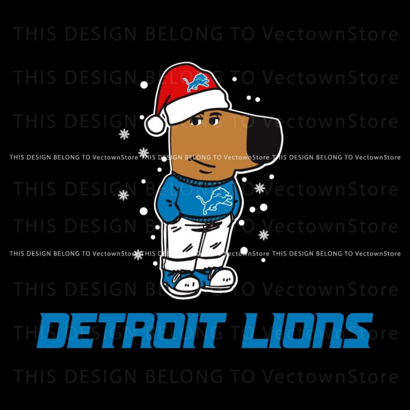 Relaxed Detroit Lions Fan Celebrating Christmas with SVG Art