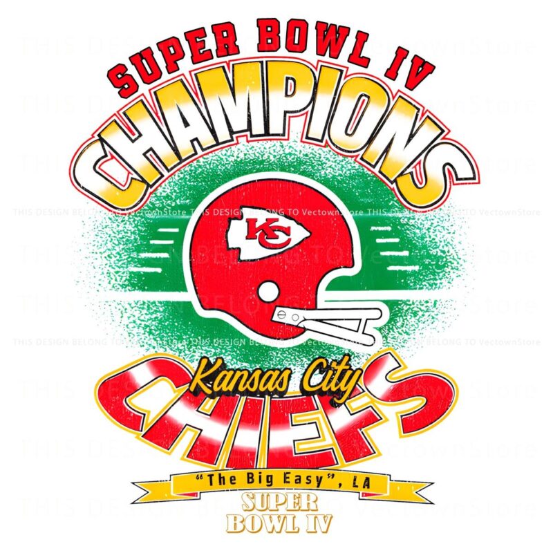 Retro Kansas City Chiefs Super Bowl IV Champs PNG Art