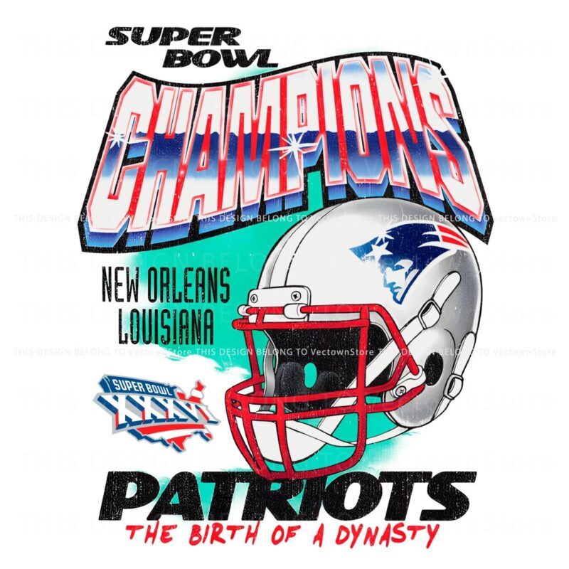 Retro New England Patriots Super Bowl Champs PNG