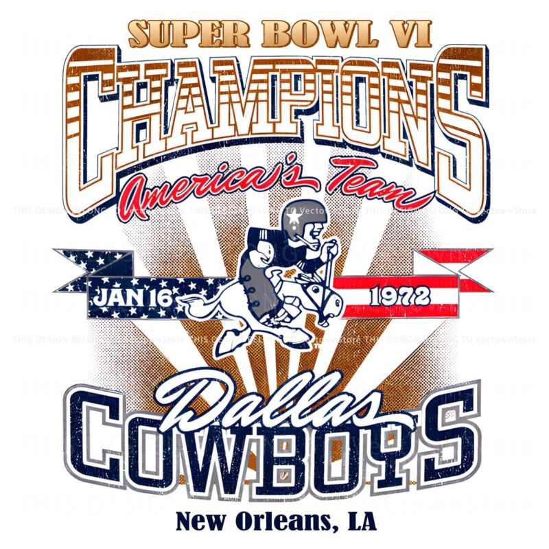 Vintage Dallas Cowboys Super Bowl Vi Champions PNG