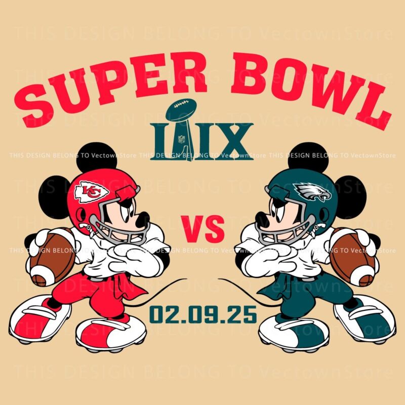 Mickey Mouse Super Bowl LIX Showdown Eagles vs Chiefs SVG