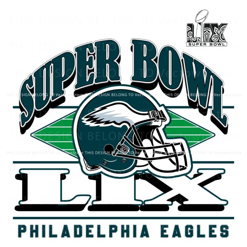 Vintage Philadelphia Eagles Super Bowl LIX 2025 Football Helmet SVG