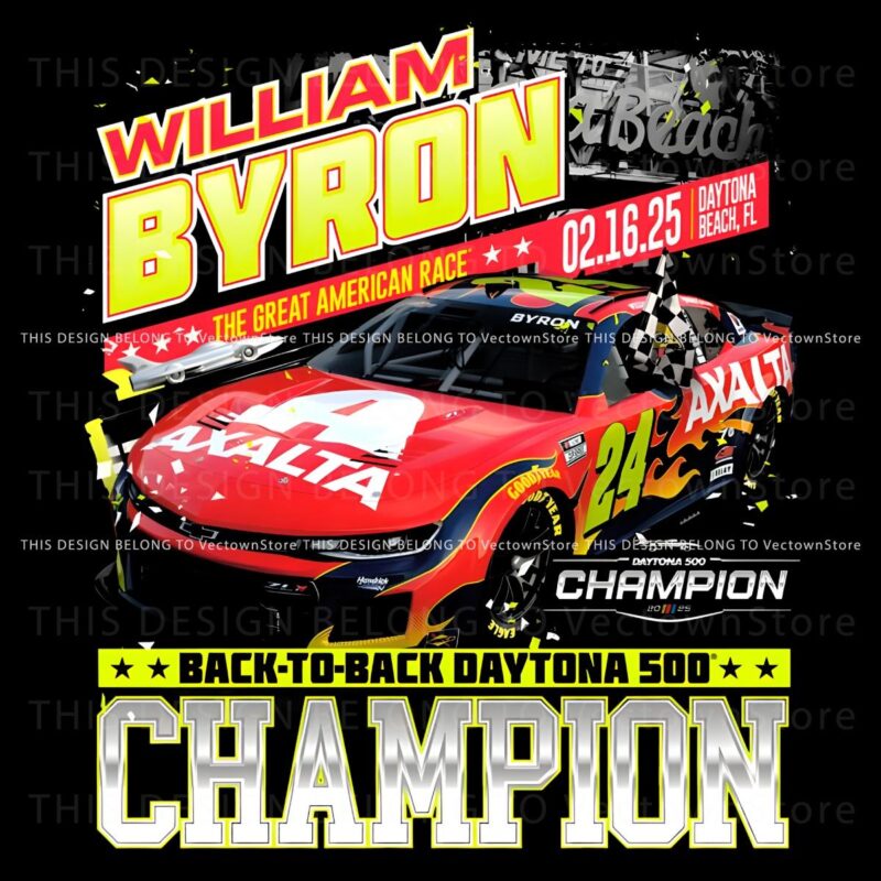 William Byrons 2025 Daytona 500 Triumph Backtoback Champion Svg