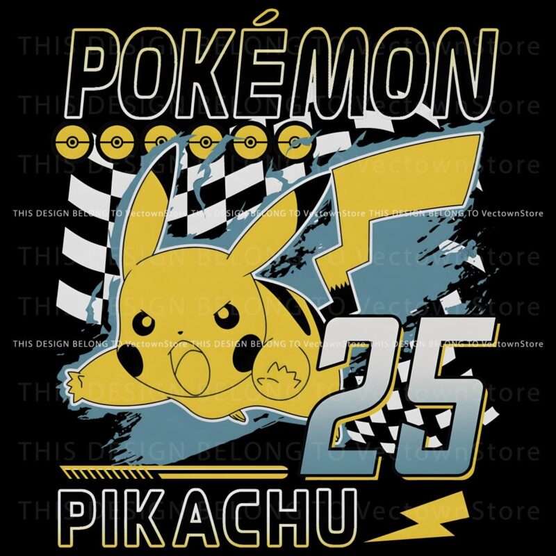 Pikachu Racing Retro Style 25th Anniversary PNG