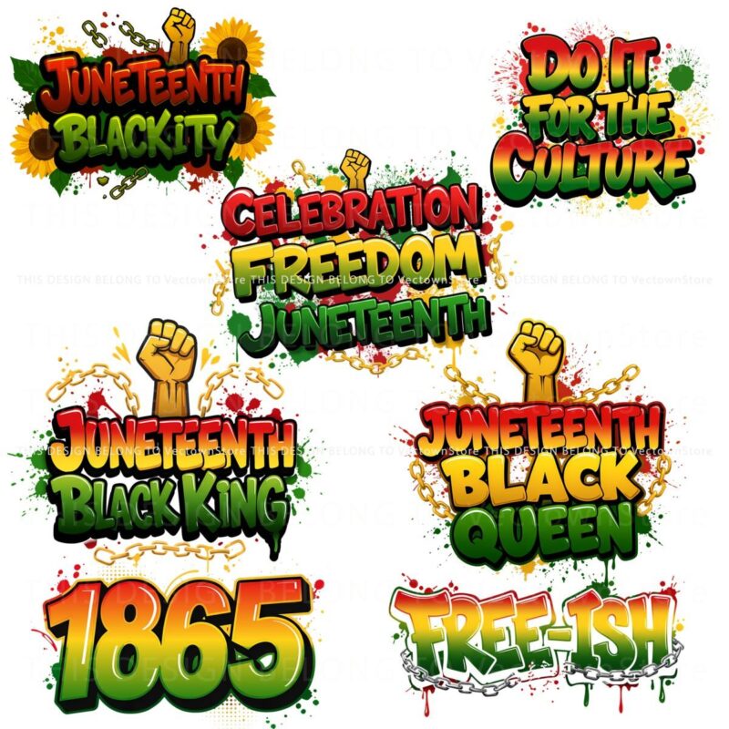 1865 Freedom Juneteenth Black Royalty SVGPNG Bundle