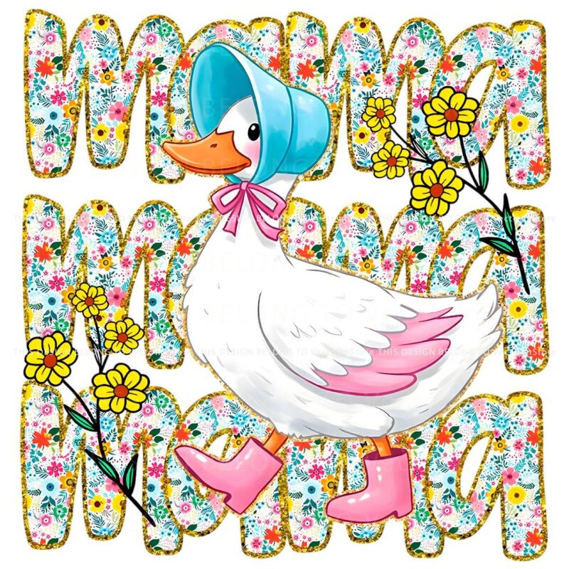 Adorable Floral Mama Goose in Boots PNG Design