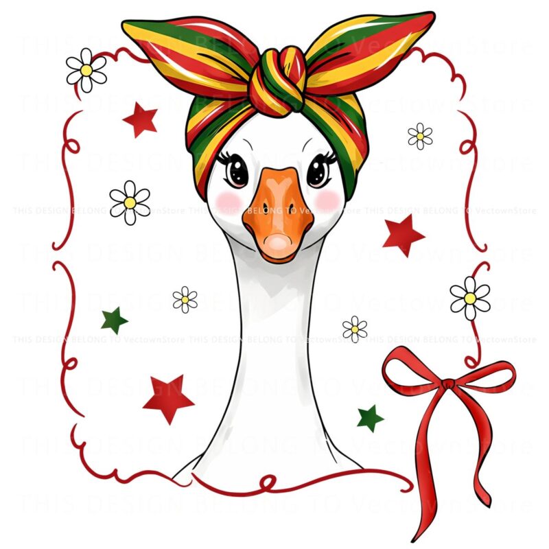 Adorable Juneteenth Goose with Coquette Bow PNG Delight