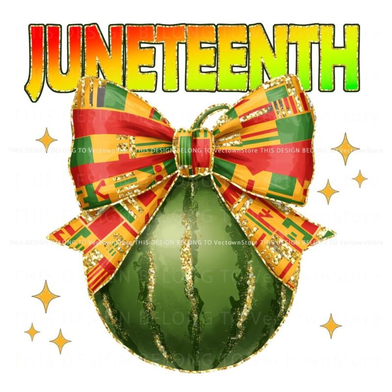 Afro Pride Glitter Bow Celebrate Juneteenth with Watermelon PNG